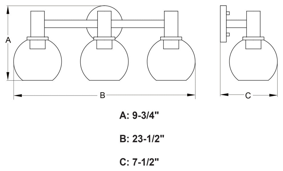 Vaxcel Lighting W0462 Marshall 3 Light 24"W Vanity Light - Matte Black