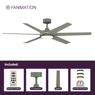 Brawn 64" Ceiling Fan with LED CCT Light Kit, Indoor/Outdoor, Antique Graphite