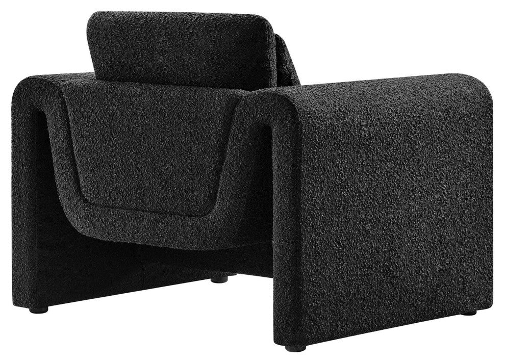 Waverly Boucle Upholstered Armchair - Black