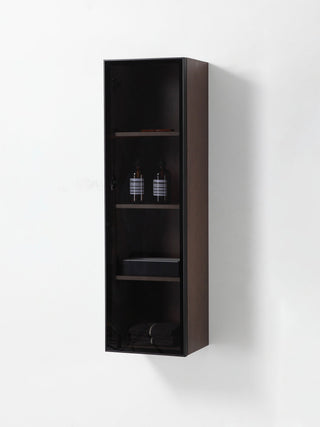 LUCE 13" Wall Mount Modern Bathroom Side Cabinet, Chestnut Oak/Matte Black