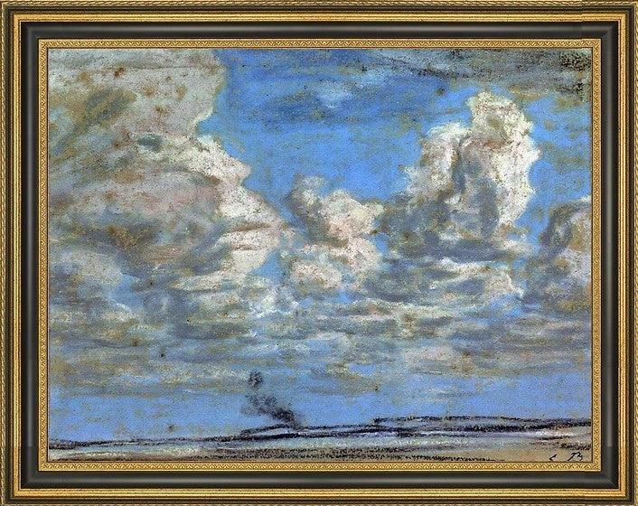 Eugene-Louis Boudin White Clouds Framed Premium Canvas Print, 18"x24"