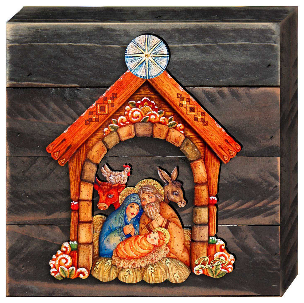 Village Nativity Wooden Decor
