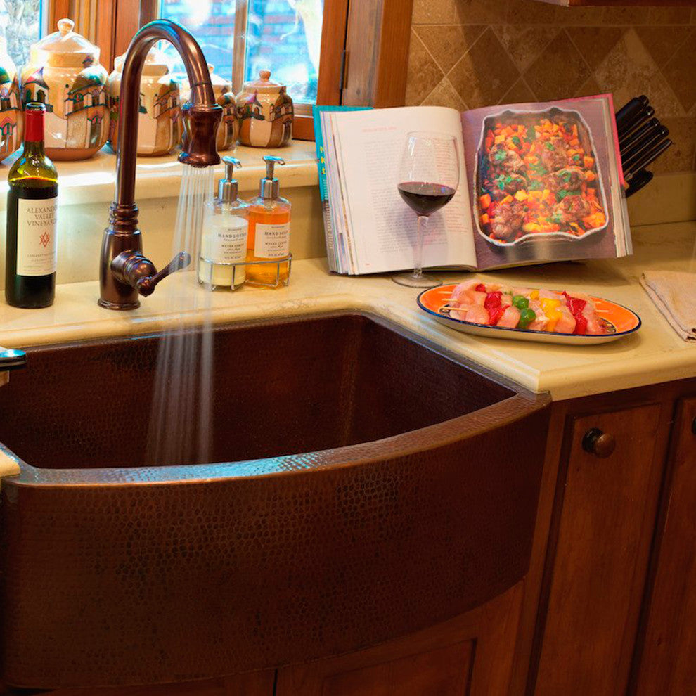 Redondeado Copper Curved Single Kitchen Sink