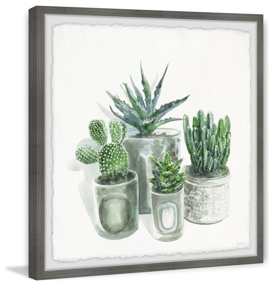 "Ceramic Gray Pots" Framed Painting Print, 18"x18"
