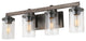 LNC Black Modern Farmhouse Glass-Cylinder Bathroom Vanity Light, 4 Lights, Wood