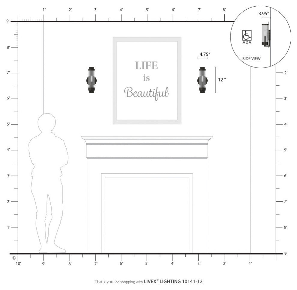 Castleton 1 Light Satin Brass ADA Single Sconce