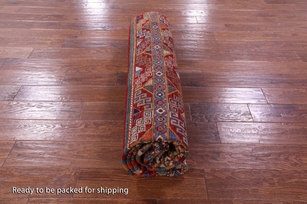 6' 7" X 9' 9" Handmade Super Kazak Khorjin Wool Rug Q10986