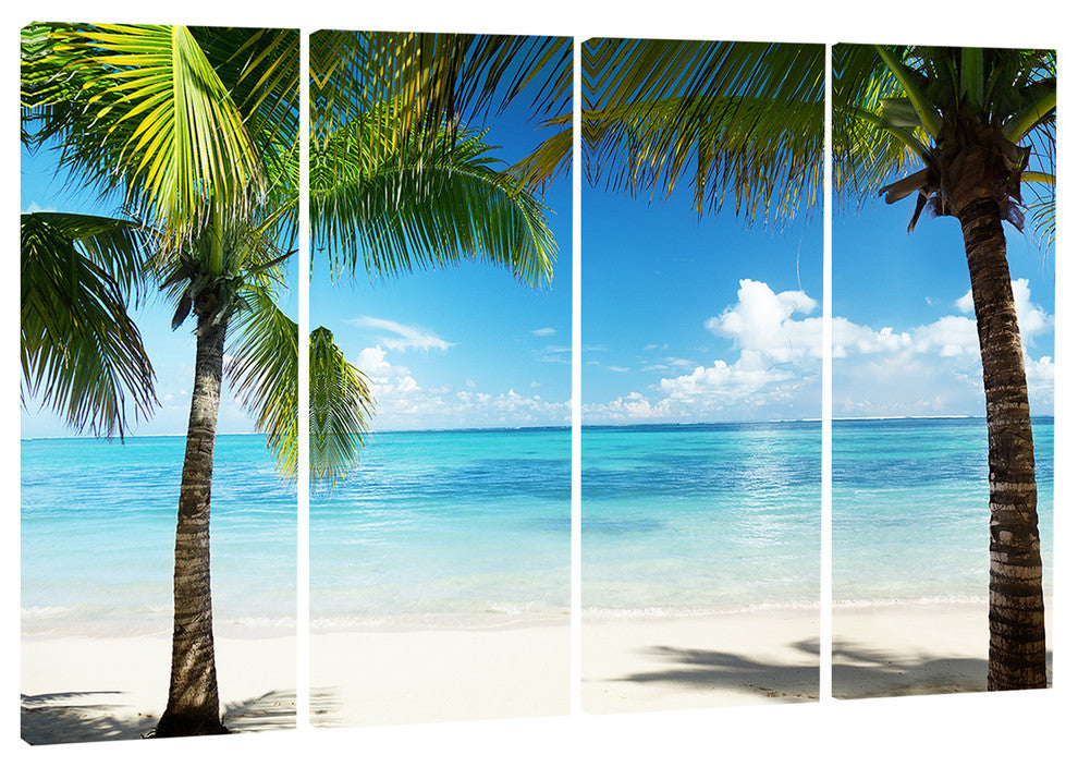 "Palm Trees and Sea" Canvas Print, 4 Panels
