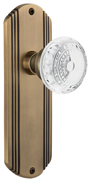 Deco Plate Double Dummy Crystal Meadows Knob, Antique Brass, DECCME