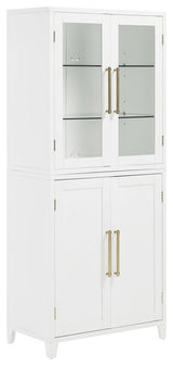 Crosley Furniture Roarke Wood Pantry Storage Cabinet w/ Glass Door Hutch - White