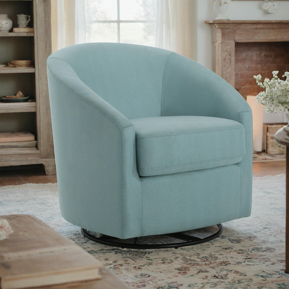 Edmond Contemporary Indoor Swivel Gliding Chair, Light Blue