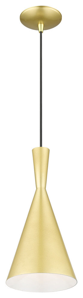 Waldorf 1-Light Soft Gold Pendant, Polished Brass Accents