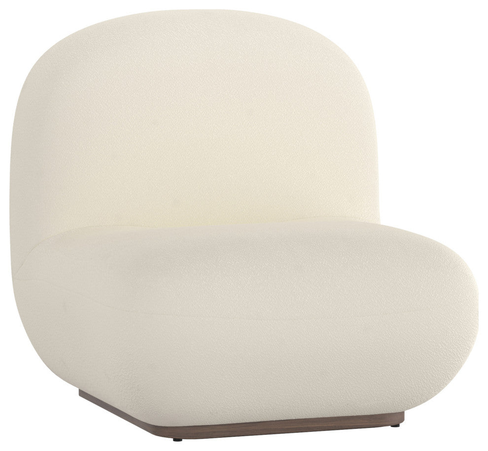 Contemporary Boucle Fabric Accent Chair, Ivory
