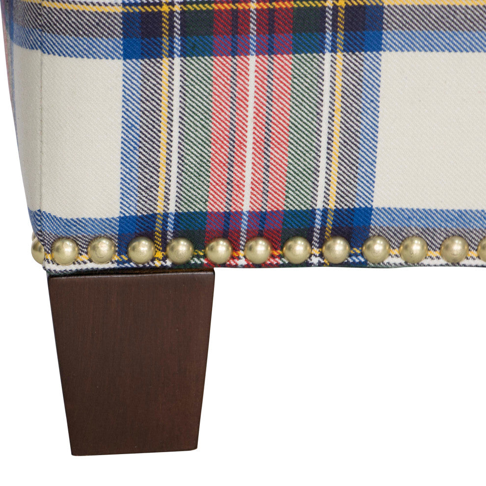 Quinn Square Nail Button Ottoman, Stewart Dress Multi