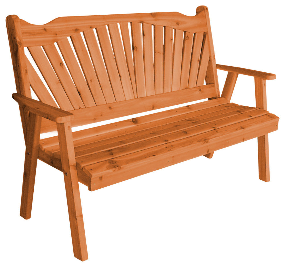 Cedar Fanback Bench, Cedar Stain, 4 Foot