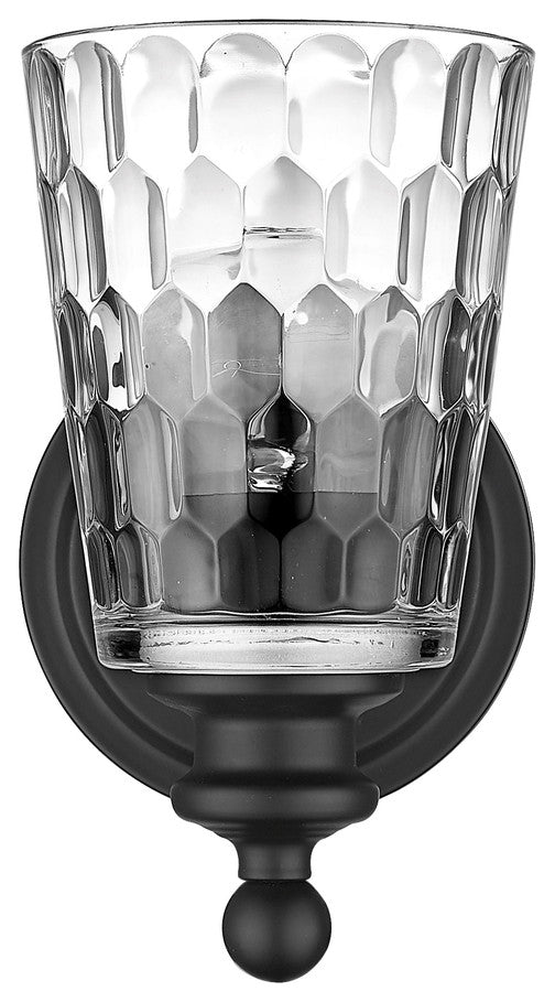 Black Metal and Pebbled Glass Wall Light