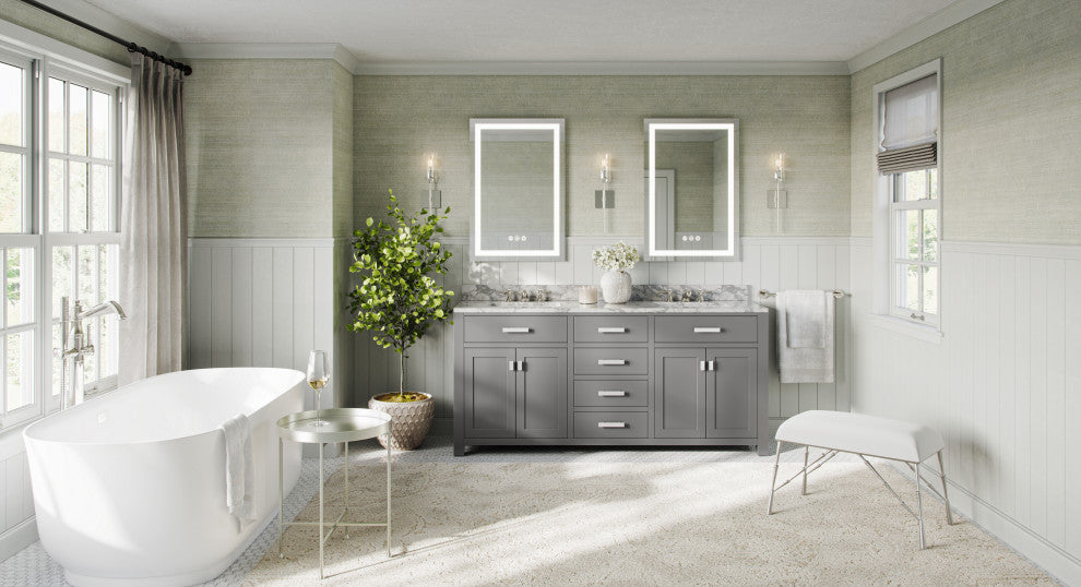 The Polaris Bathroom Vanity, Cashmere Gray, 72", Double Sink, Freestanding