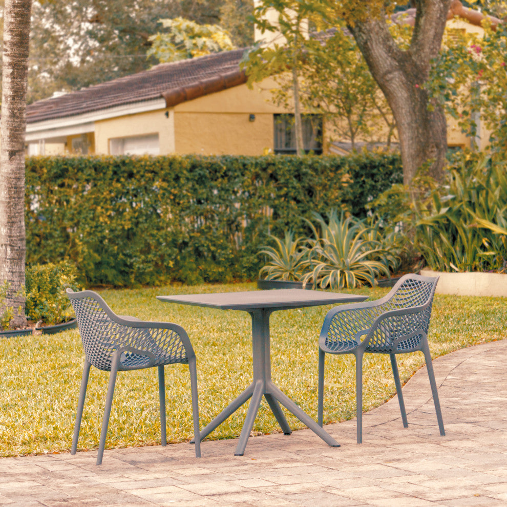 Air XL Patio Dining Set With 2 Arm Chairs Dark Gray