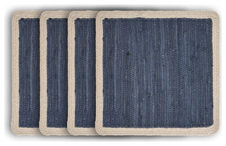 Delicate Bordered Square Indigo Place Mat, Indigo