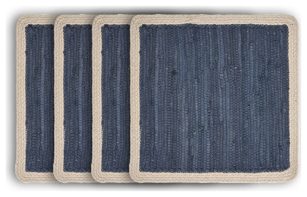 Delicate Bordered Square Indigo Place Mat, Indigo