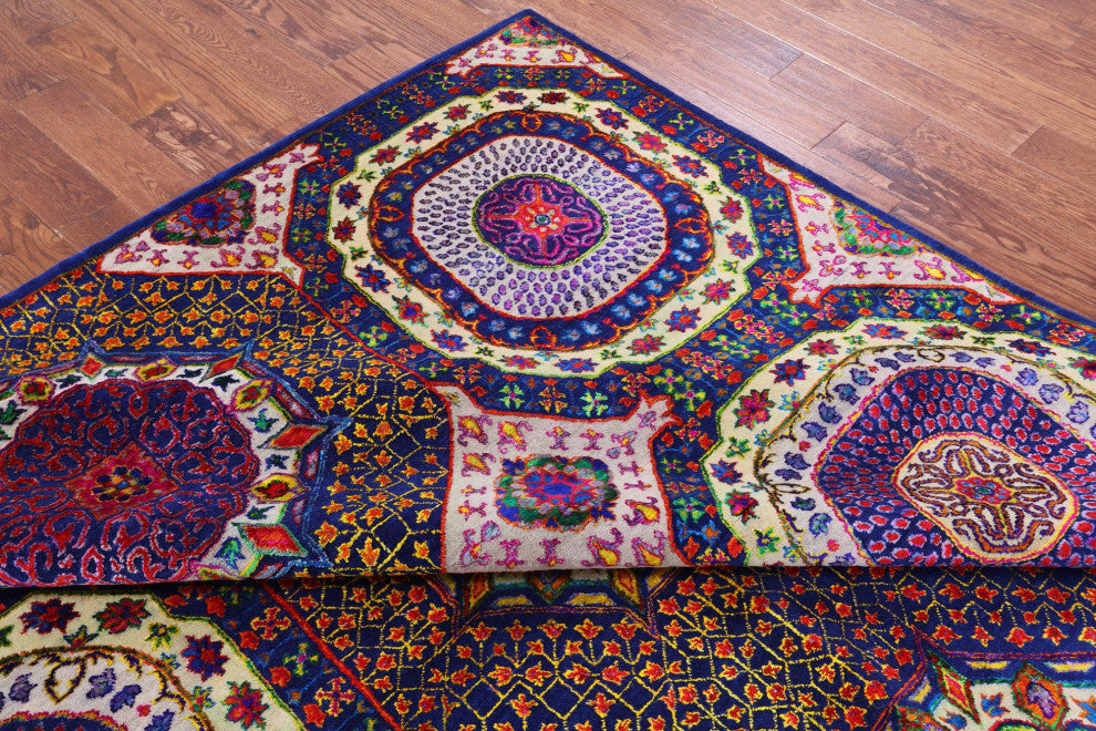 8' 10" X 12' 1" Handmade Mamluk Geometric Wool & Silk Rug - Q13739