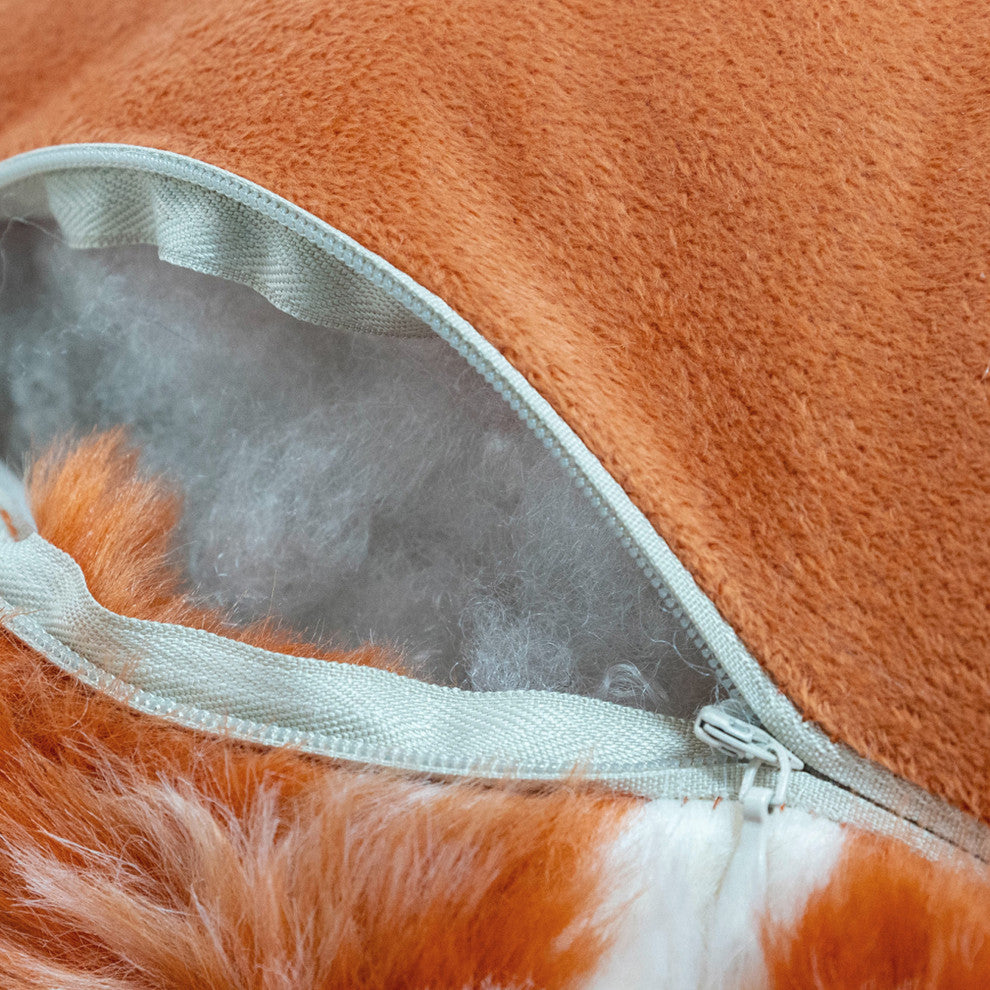 Jacquard Faux Fur Bed Rest NEED ASSEMBLY, 20" x 18" x 17", Burnt Orange