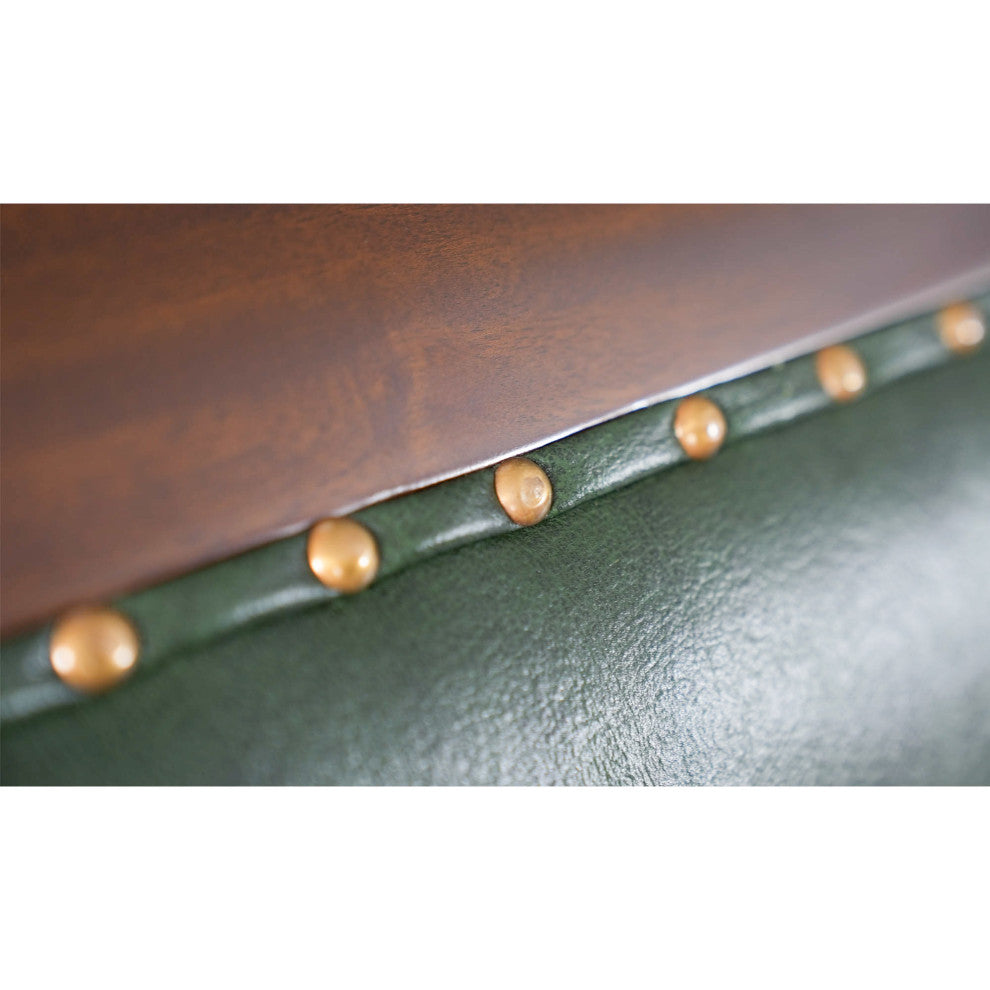 Regency Green Leather Arm Chair