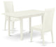3Pc Dining Set 2 Dining Chairs, Butterfly Leaf Wood Dining Table, Linen White
