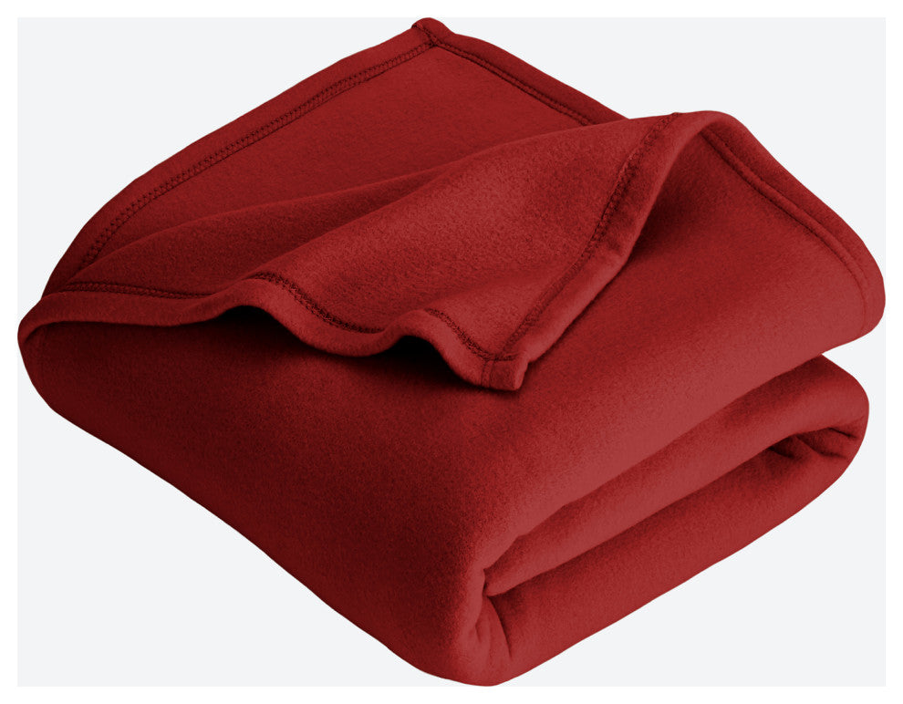 Bare Home Polar Fleece Lightweight Blanket, Red, Full / Queen