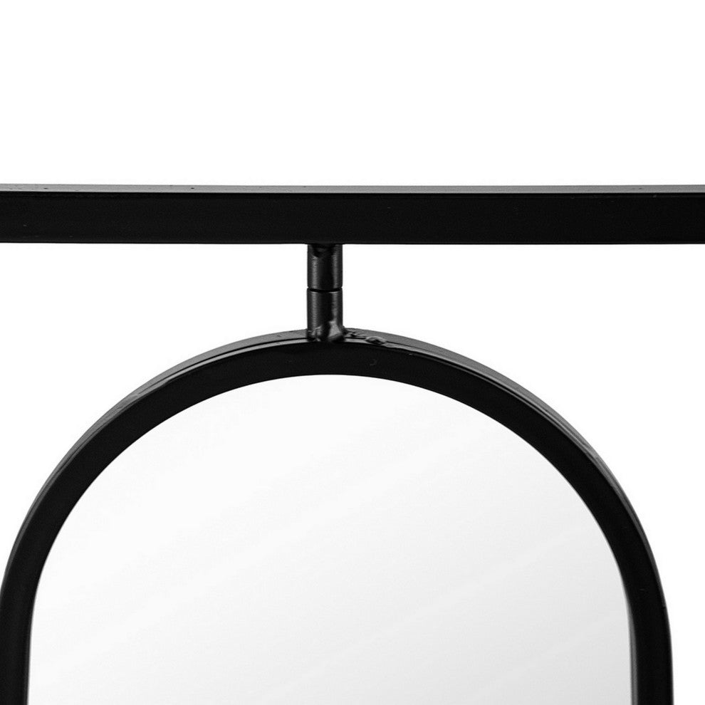Benzara BM286301 36" Wall Decor, 4 Swiveling Oblong Mirrors, Black Metal Frame