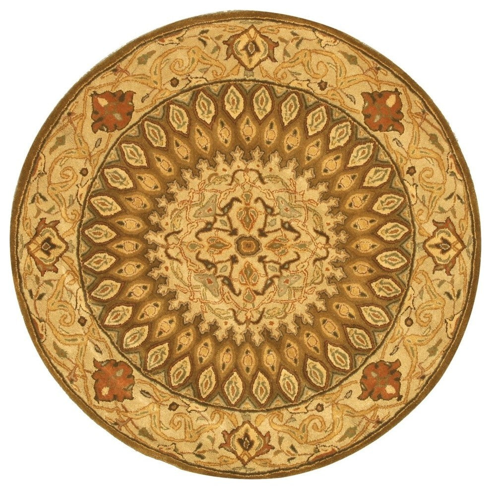 EORC Hand-tufted Wool Brown Traditional Oriental Gombad Rug, Rectangular 5'x8'
