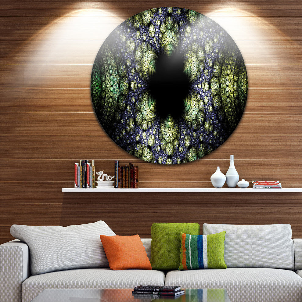 Into The Center Of Fraction, Abstract Digital Art Round Wall Art, 11"
