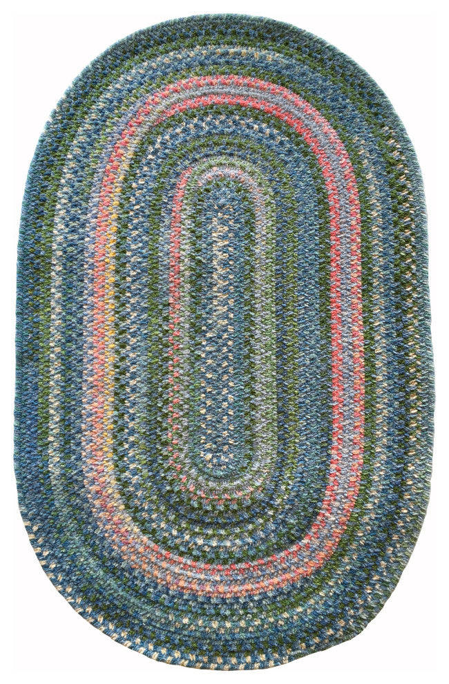 Bailey Oval Braided Area Rug, 3'x5', Forget Me Not