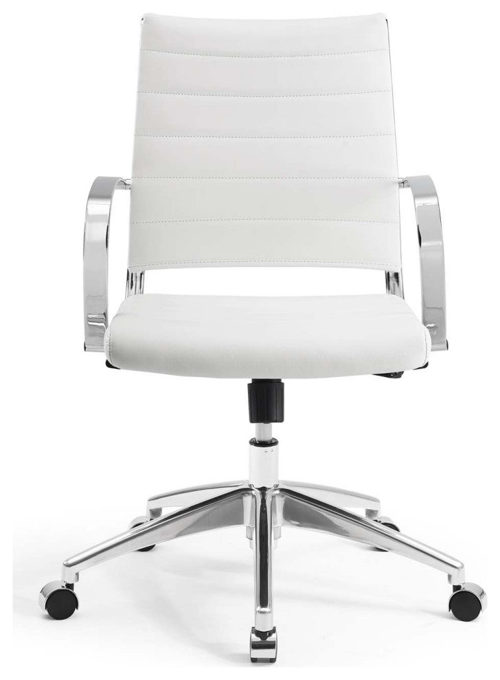 Computer Work Desk Chair, Faux Leather, White, Modern, Home Business Office