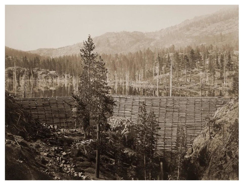 "Dam and Lake, Nevada County, Near View, about 1871" Paper Art, 26"x20"