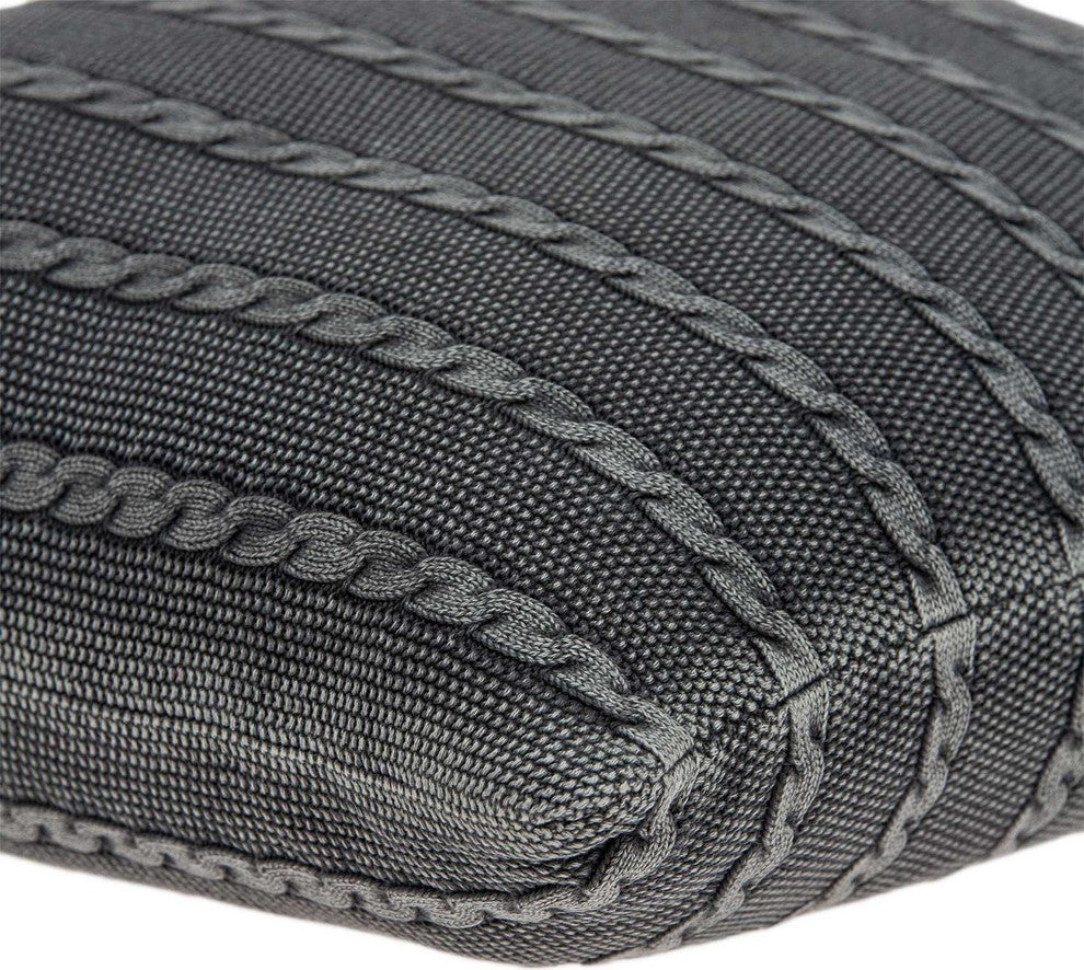 HomeRoots 18" x 5" x 18" Transitional Charcoal Pillow Cover With Poly Insert