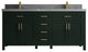 Cambridge 72 Double Sink Bath Vanity in Dark Forest Green 2" Piatra Gray