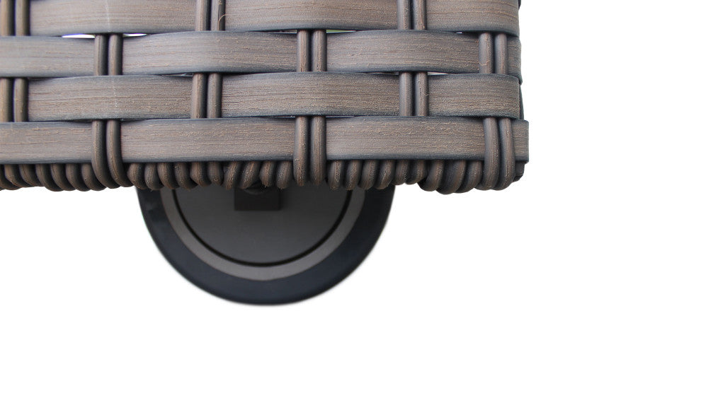Florence Wheeled Chaise Set of 2 Outdoor Wicker Patio Furniture in Grey