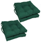 16" Solid Twill Square Tufted Chair Cushions, Set of 4, Forest Green