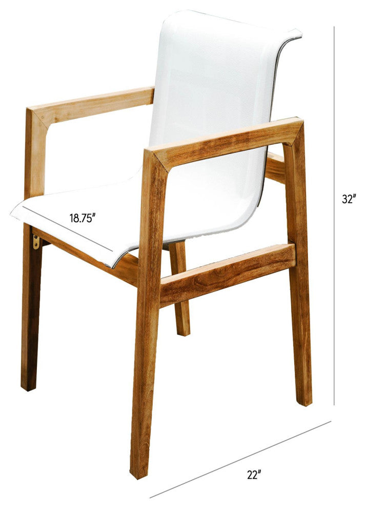 Catalina Oceana Teak Outdoor Dining Chair, Set of 2