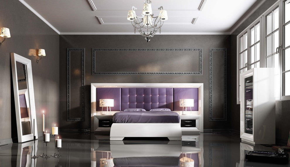 Md Sophie 39 Special Headboard Bedroom Set, Glossy White, King