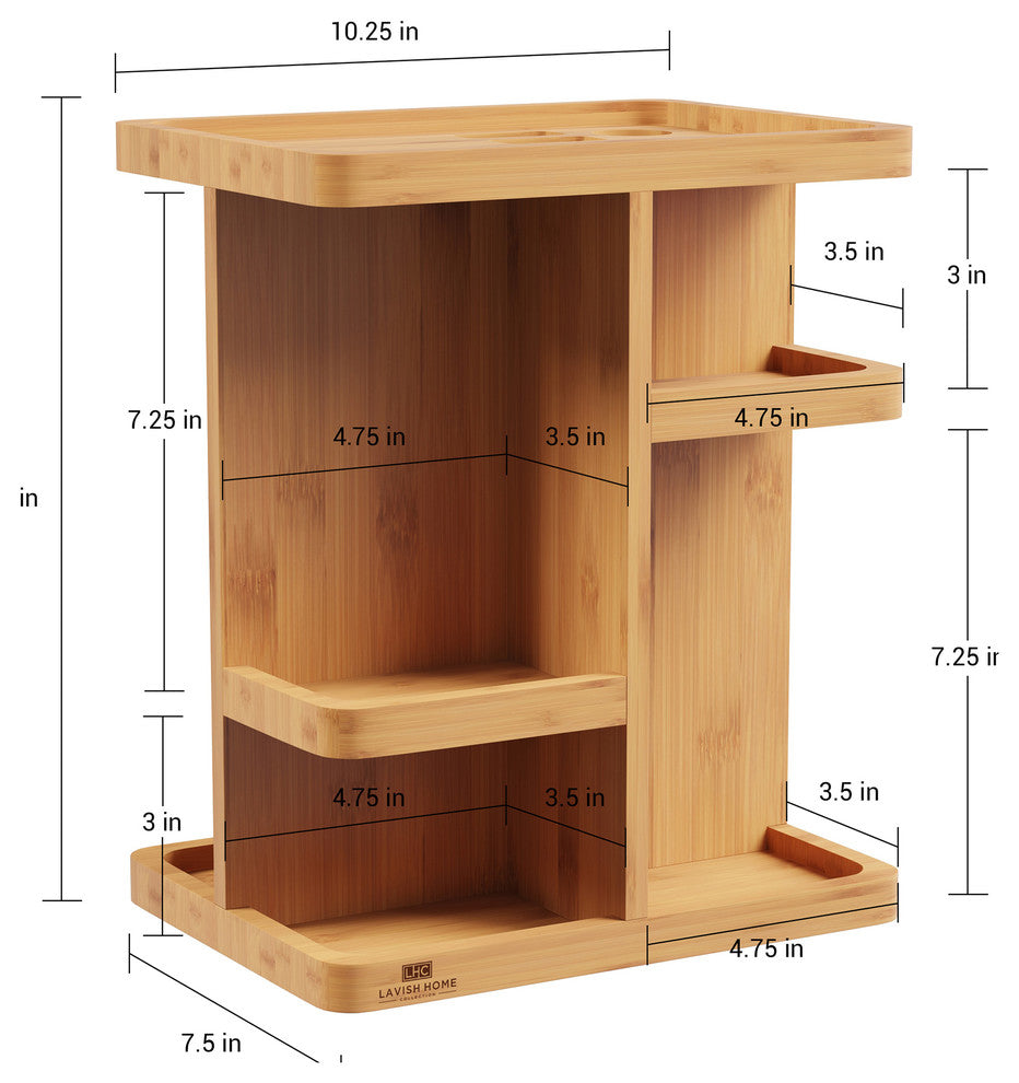 Lavish Home Bamboo Countertop Makeup Organizer Carousel
