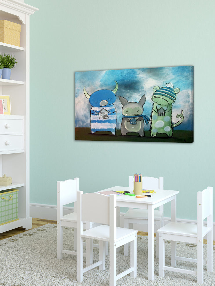 "Tiny Houses" Painting Print on Wrapped Canvas