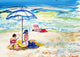 Betsy Drake Children At The Beach Outdoor Wall Hanging 24x30