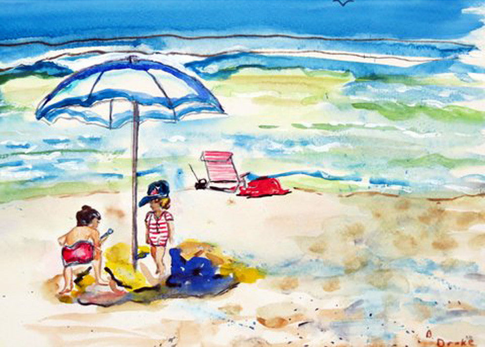 Betsy Drake Children At The Beach Outdoor Wall Hanging 24x30