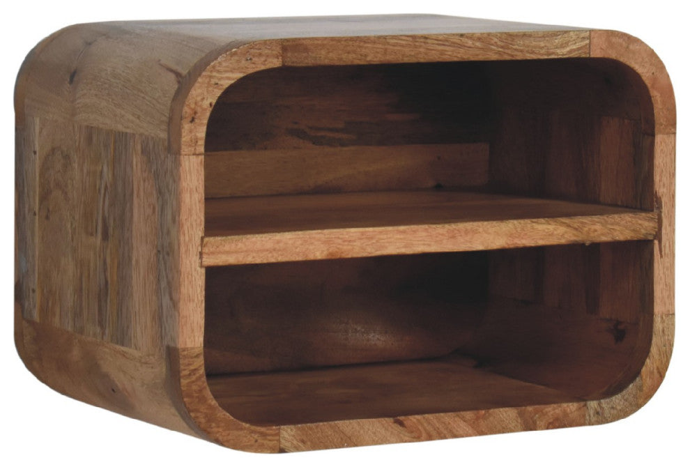 Oak-ish Floating Open Curve Nightstand