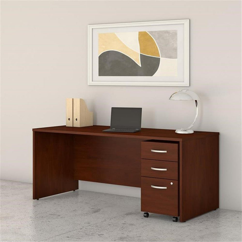 Studio C 72W Desk with Mobile File Cabinet in Hansen Cherry - Engineered Wood