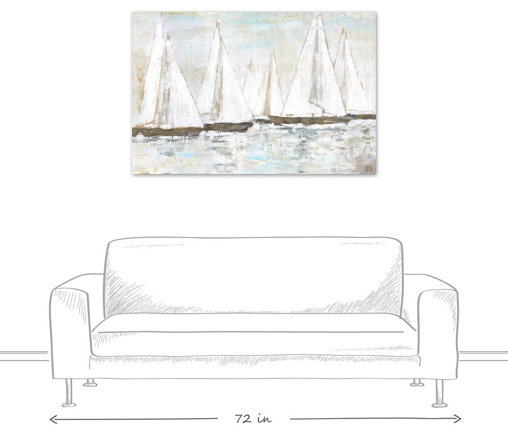 White Painted Sailboats 32x48 Canvas Wall Art