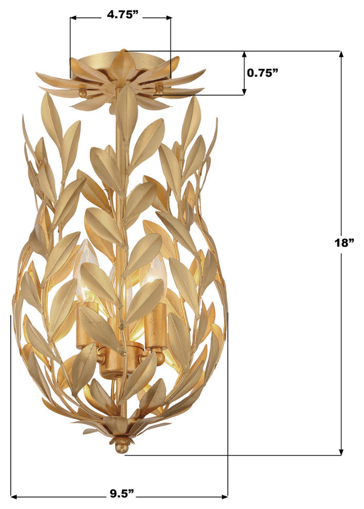 Crystorama Lighting Group 563_CEILING Broche 3 Light 10"W - Matte White