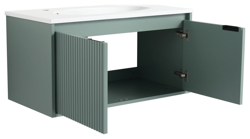 TATEUS 36" Stylish Wall-Mounted Bathroom Vanity with Drop-Shaped Resin Sink